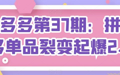 拼多多第37期课程：解锁单品爆红的2.0裂变策略。