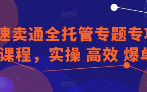 速卖通全托管实战课程：专注实操，高效爆单技巧大揭秘【实操教程】