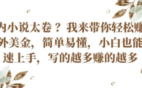 揭秘！轻松赚取老外美金，国内小说创作也能快速上手，日赚百万，新手必看！