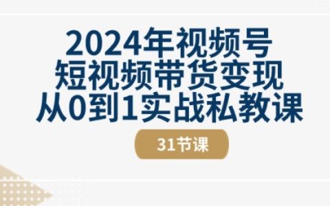 2024年视频号短视频带货赚钱课程:从新手到专家的31节视频教程实操指导