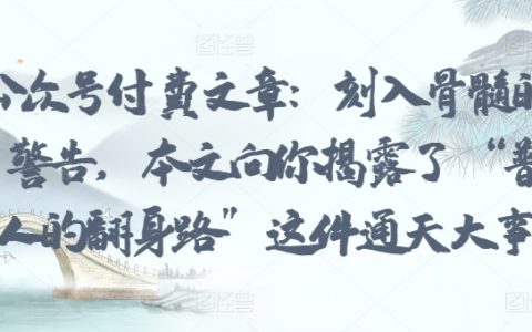 某公众号付费文章，普通人的逆袭宝典：翻身路大揭秘！