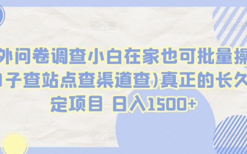 揭秘！国外问卷调查，小白在家批量操作，口子查、查渠道，日入1500+，真正稳定长久项目，实现轻松收益！