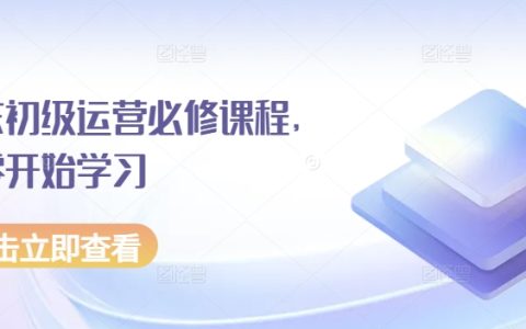 京东初级运营必备课程：零基础入门学习指南