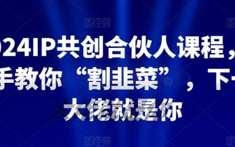 2024年IP共创合伙人培训:实操带你“割韭菜”,成为下一个行业大佬