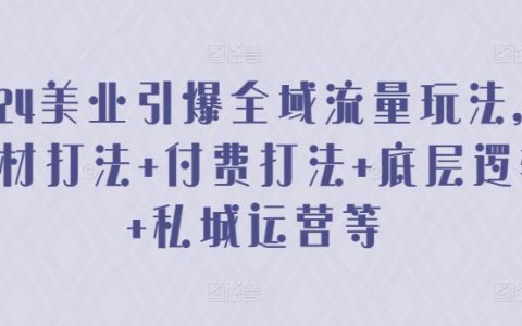 2024美业全域流量增长策略:素材与付费推广打法,底层逻辑解析,私域运营技巧