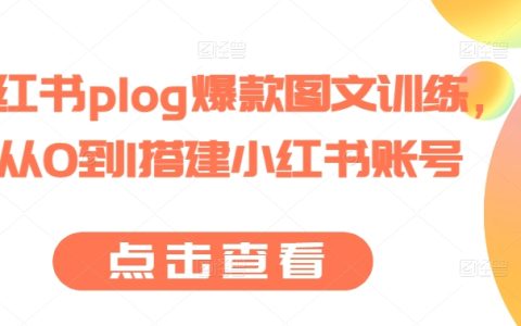 小红书新手必备:从0到1搭建小红书账号的plog爆款图文训练营