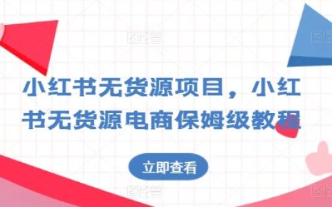 小红书无货源电商攻略：保姆级教程，轻松开展无货源项目【揭秘】