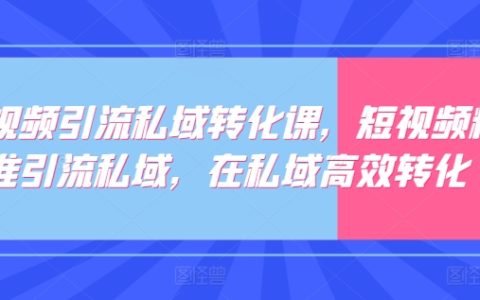 短视频精准引流私域转化培训课程，私域流量高效转化策略【实战技巧】