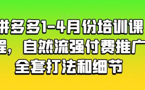 拼多多电商运营培训:1-4月份课程,自然流量与付费推广全策略深度解析