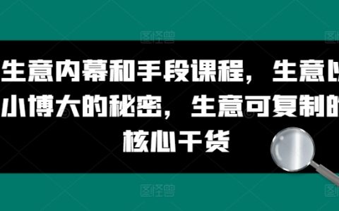 生意赢家秘籍：生意以小博大的秘密，可复制的核心干货及商业内幕手法课程分享