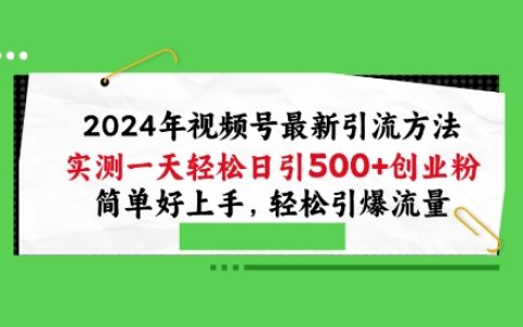 2024年视频号全新引流策略:实测日引100+创业粉丝,简单易学,轻松提升流量爆点【深度解析】