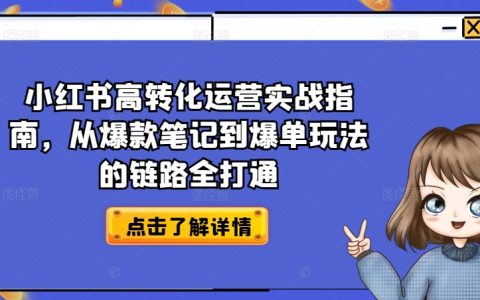 小红书高转化运营攻略:从爆款笔记打造到爆单策略,全面解锁实战玩法【揭秘】