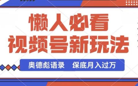 视频号新策略，奥德彪风格教程，短视频制作易学，流量稳定，确保月入过万【揭秘】