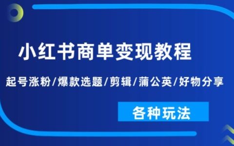 小红书商业变现攻略：快速增粉与爆款选题技巧，视频剪辑策略，以及蒲公英推广和好物分享等多种玩法