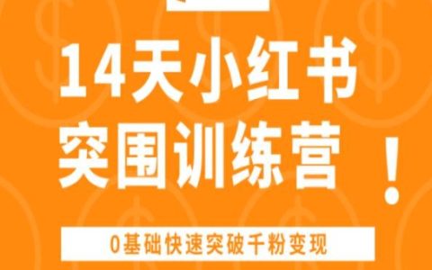 小红书14天突破训练营:零基础快速实现千粉变现,轻松掌握流量密码!