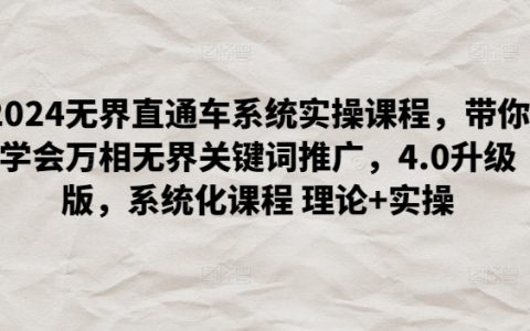 2024无界直通车操作教程：掌握万相无界关键词营销，4.0最新版本，系统培训课程，理论与实践相结合