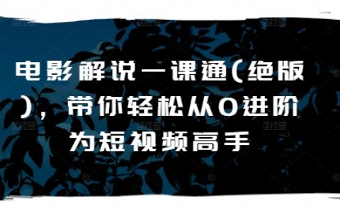 短视频高手必备：电影解说一课通，轻松从0进阶，教你玩转短视频领域！