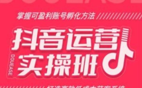 抖音账号盈利实操课程:学会孵化盈利账号,构建高效低成本获客体系!