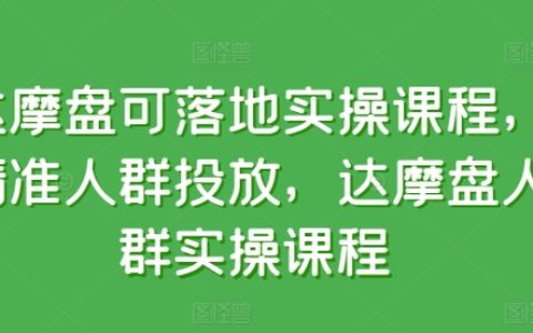 达摩盘实操课程揭秘：精准人群投放策略，高效转化达摩盘实操技巧【详解】