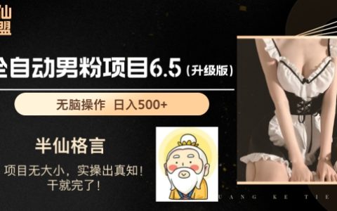 揭秘男粉项目6.5升级版：全自动玩法，轻松日入1000+的赚钱秘诀！
