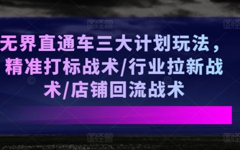 无界直通车三大战术解析:精准打标、行业拉新、店铺回流,提升店铺销量!