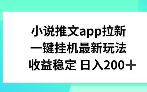 小说推文APP新用户增长策略:一键挂机收益揭秘,稳定日入200+的拉新方法!
