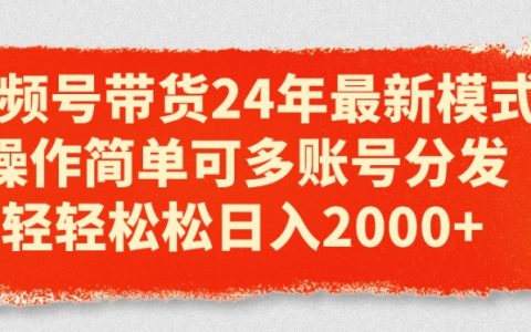 2024年视频号带货新模式揭秘:多账号分发简单操作,轻松日入2000元!