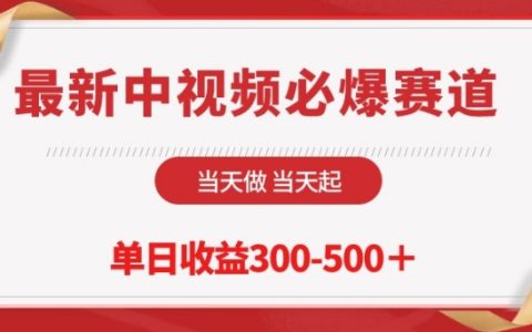揭秘最新中视频热门赛道：当日操作当日见成效，单天收益可达300-500元【赚钱秘籍】