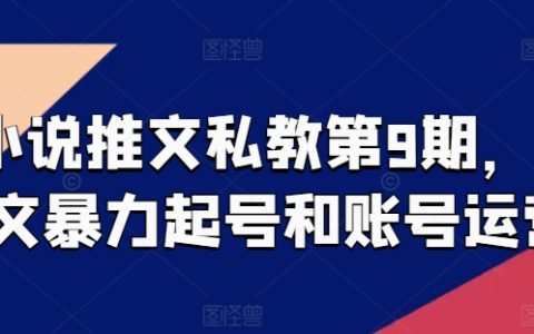 小说推文私教课程第9期:推文暴力起号和账号运营秘籍