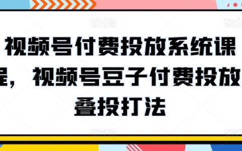 视频号豆子付费投放课程：学习叠投打法，提高视频号付费投放效果
