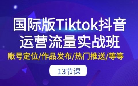TikTok国际版抖音运营实战课程：全面解析账号定位、作品发布、热门推送等13大技巧