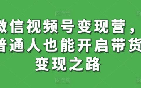 微信视频号盈利培训营：助力普通人实现带货变现梦