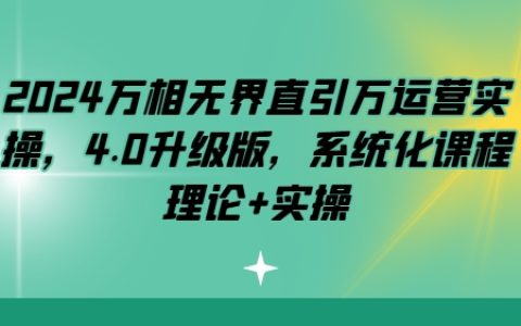 【2024全新升级】万相无界直引万运营实操课程，4.0版本，系统化教学，理论实践双管齐下！