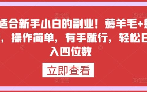 【揭秘】新手小白最佳副业选择：羊毛党+躺赚项目，简单操作，轻松日入四位数！