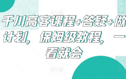 千川高客课程全面解析+一对一答疑+详细计划制定，深度教学让您一看即会！