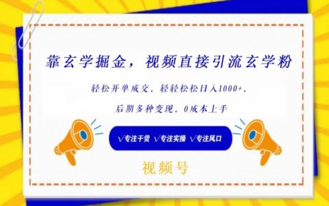 玄学领域掘金术：视频引流粉丝，实现轻松开单，后期多元变现，零成本操作指南
