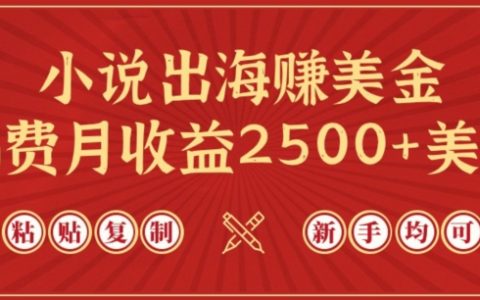 小说出海赚美金,稿费月收益2500+美金,仅需chatgpt粘贴复制,新手也能玩转【揭秘】