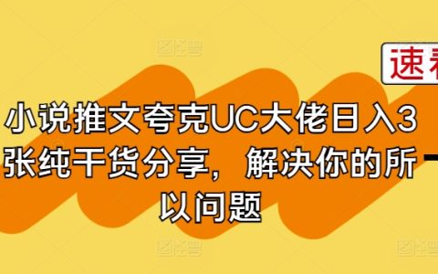 小说推广教程:跟随夸克UC大神,日入3张的实操干货分享,解决你所有难题