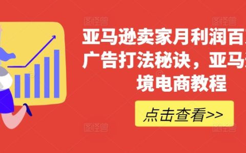 亚马逊卖家月赚百万的广告策略秘籍，跨境电商实战教程