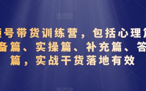 视频号带货实战训练营：心理策略、前期准备、操作技巧、额外资源、疑难解答全方位指南