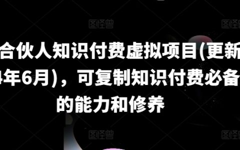 2024年6月更新:知识付费IP合作伙伴项目,掌握复制成功知识付费的核心技能与素质