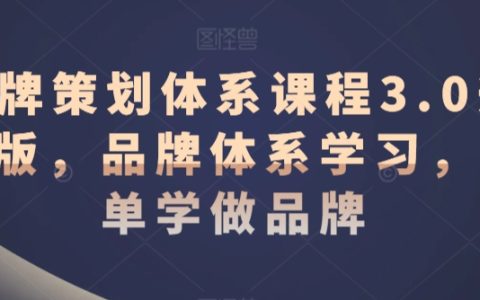 品牌策划体系3.0升级版课程:轻松学习品牌体系,打造成功品牌