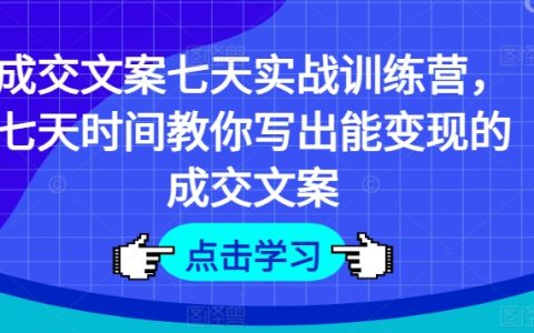 成交文案写作速成班:七天打造盈利性文案,实战技巧大揭秘