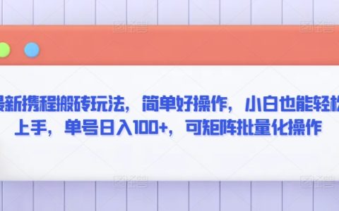 携程搬砖新技巧:轻松入门,小白快速日赚100+,矩阵化操作攻略【深度解析】