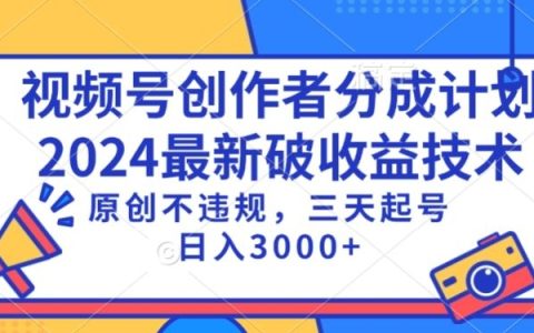 视频号收益增长新策略揭秘：原创内容快速起号，三天内日入1000+，合法合规操作指南【深度解析】