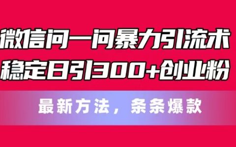 微信“问一问”高效率引流策略：每日稳定增粉300+，创新技术，内容篇篇热门【深度剖析】
