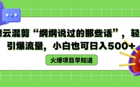 德云社混剪视频教程:“纲纲的金句集锦”,简便引流技巧,初学者日赚500+指南【深度解读】