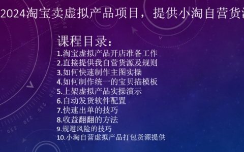 2024年淘宝虚拟商品创业指南：小淘自营一手货源供应，打造高收益在线店铺新机遇