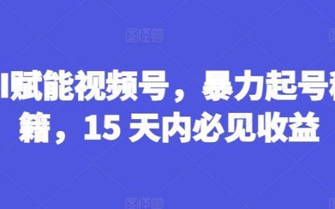 AI加速视频号增粉攻略：15天暴力起号，揭秘快速盈利秘诀