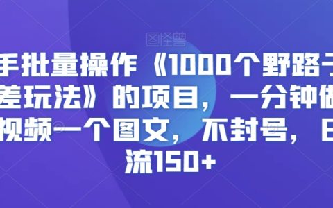 独家揭秘:快手批量操作1000+野路子信息差项目,快速制作视频图文,稳定日引流150+,不封号技巧大公开